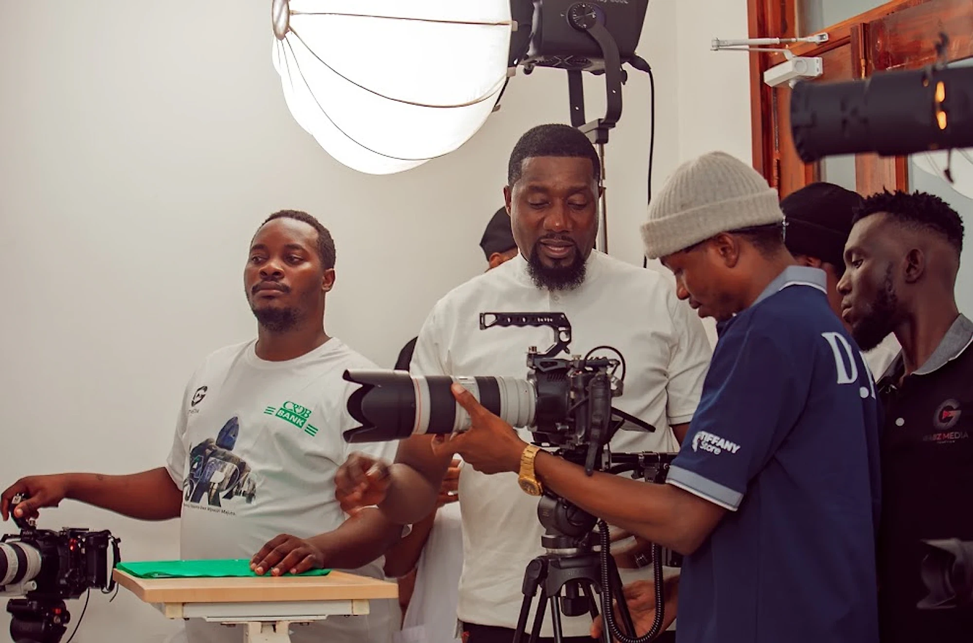 Crew with a camera on a hospital set