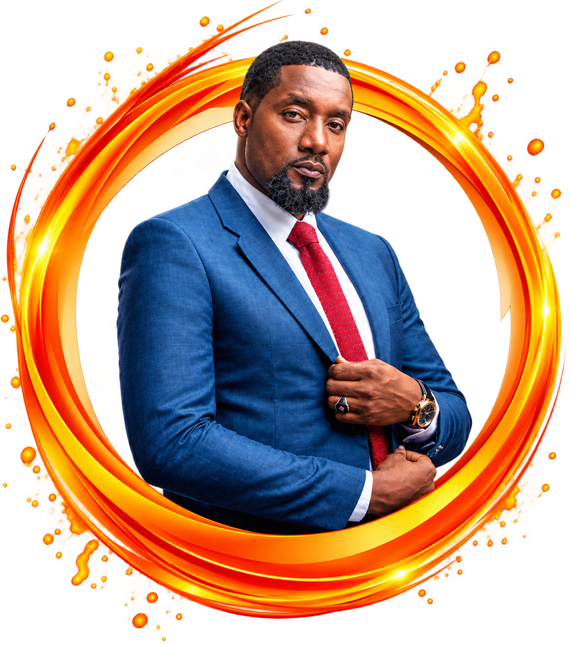 Salim A. Issa (Gabo Zigamba), founder of Gabz Media, framed by a flame ring